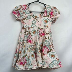 Madison Grace Knit floral pink puff sleeve dress size 2T EUC